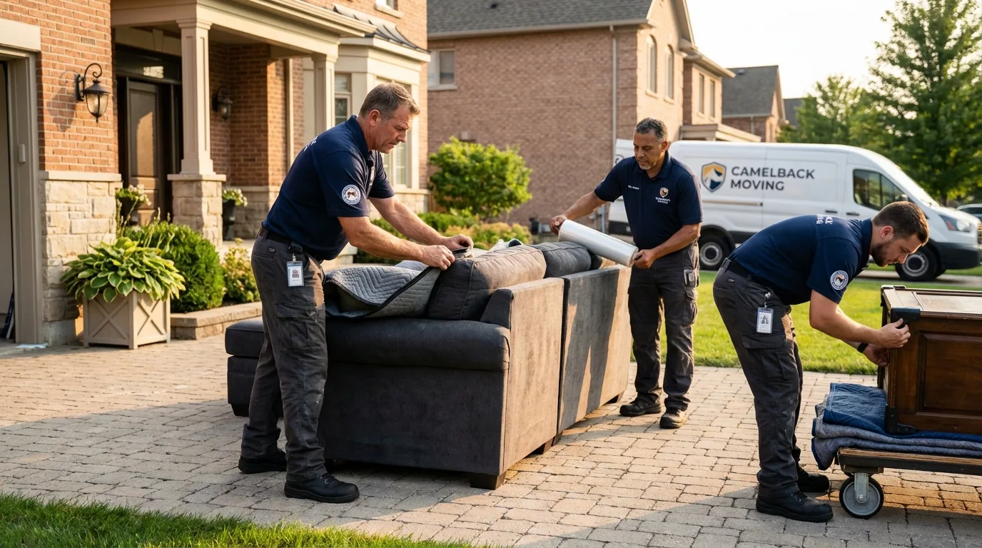 Large estate moving crew wrapping furniture in Brownwood, TX