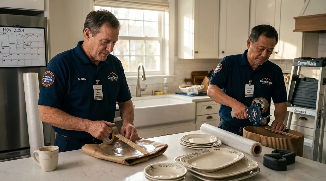 Professional crew packing kitchen dishware in Brownwood, TX